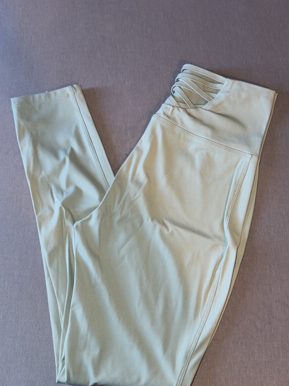 High-Waist Strappy Active Leggings - Sage Green